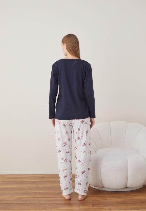 Pijama Dama Craciun "FOREVER FRIENDS" ,maneca lunga ,pantaloni lungi,Engros